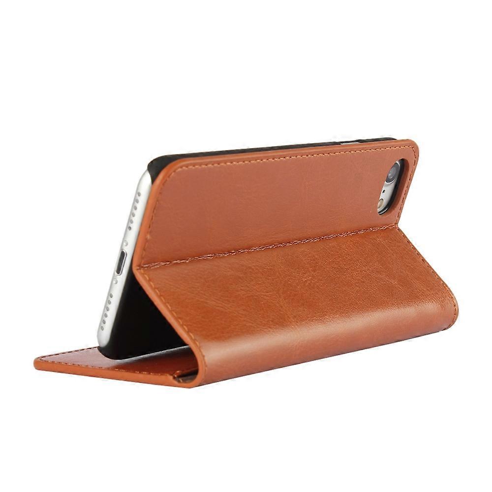 iPhone 4.7 inch Leather Flip Phone Case Compatible with iPhone SE (2020) SE (2022) 8 7 Brown V1188-PA0916-2512-1