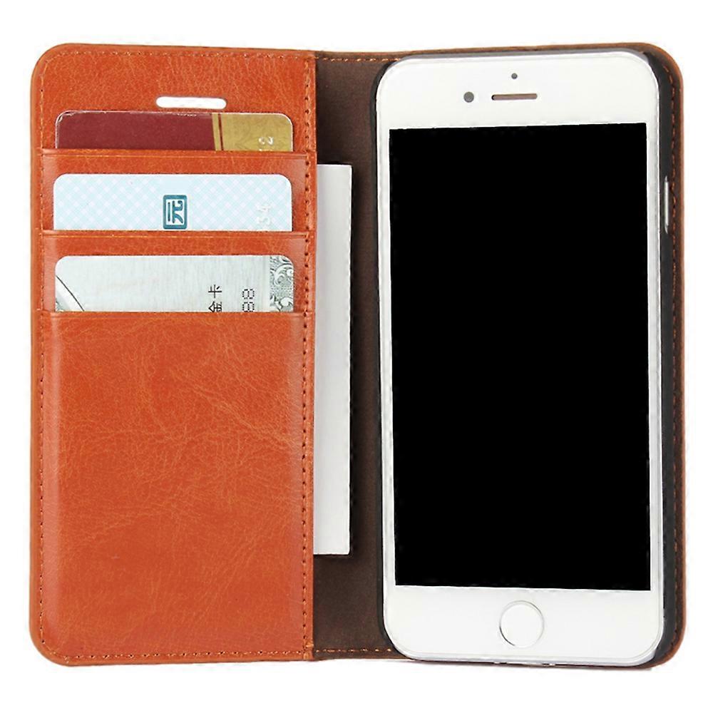 iPhone 4.7 inch Leather Flip Phone Case Compatible with iPhone SE (2020) SE (2022) 8 7 Brown V1188-PA0916-2512-1