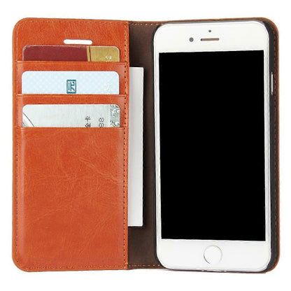 iPhone 4.7 inch Leather Flip Phone Case Compatible with iPhone SE (2020) SE (2022) 8 7 Brown V1188-PA0916-2512-1