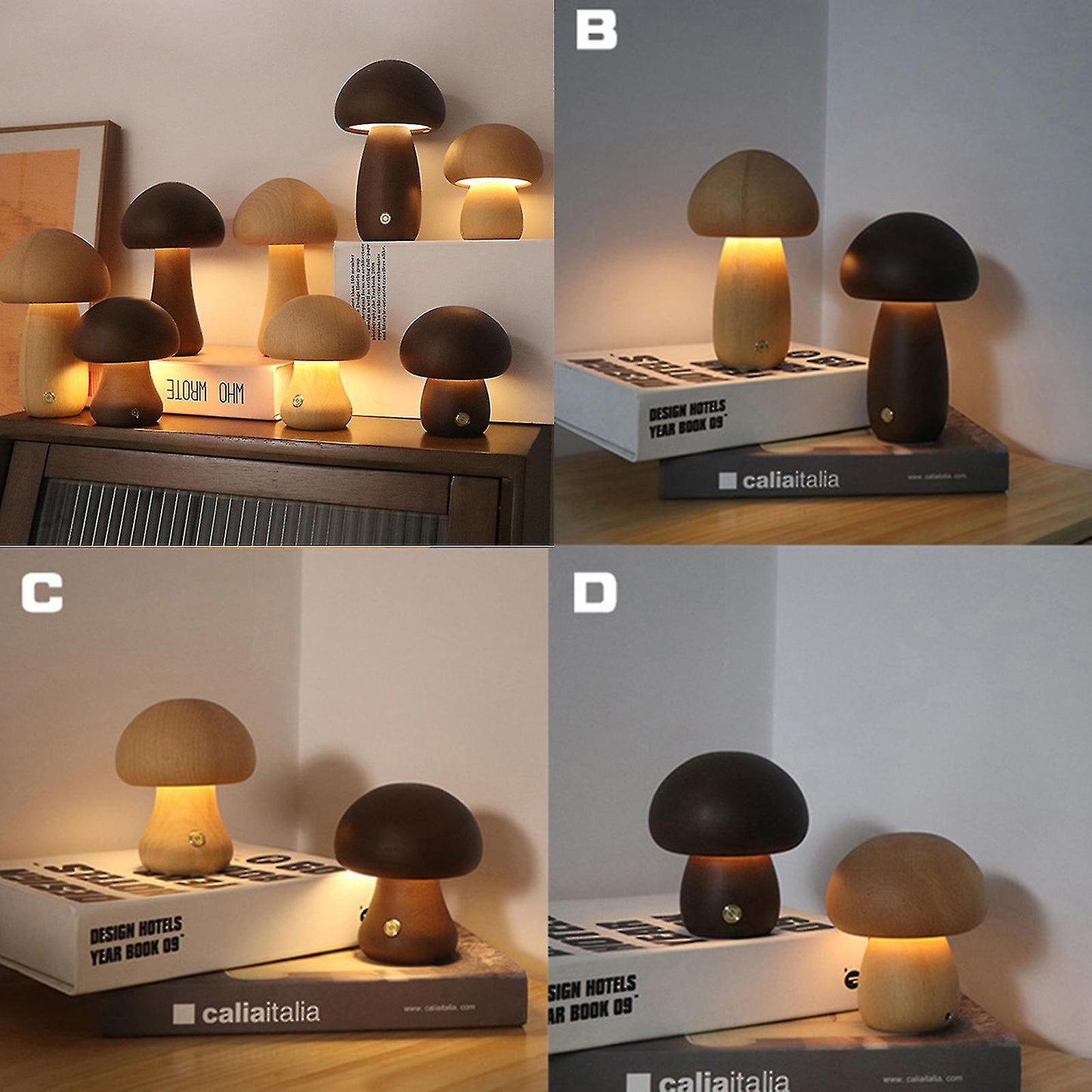 Mushroom Lamp with Remote Control Night Light for Bedroom Indoor Outdoor Table Desk USB Rechargeable V1188-PA0916-2874-2