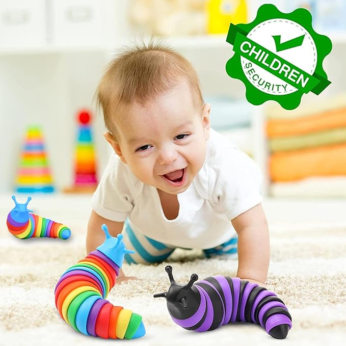 Fidget Slug, 3D Sensory Slug Fidget Toy, Funny Crawling Slug Fidget Toy Black purple 14CM V1188-PA0916-4563-2
