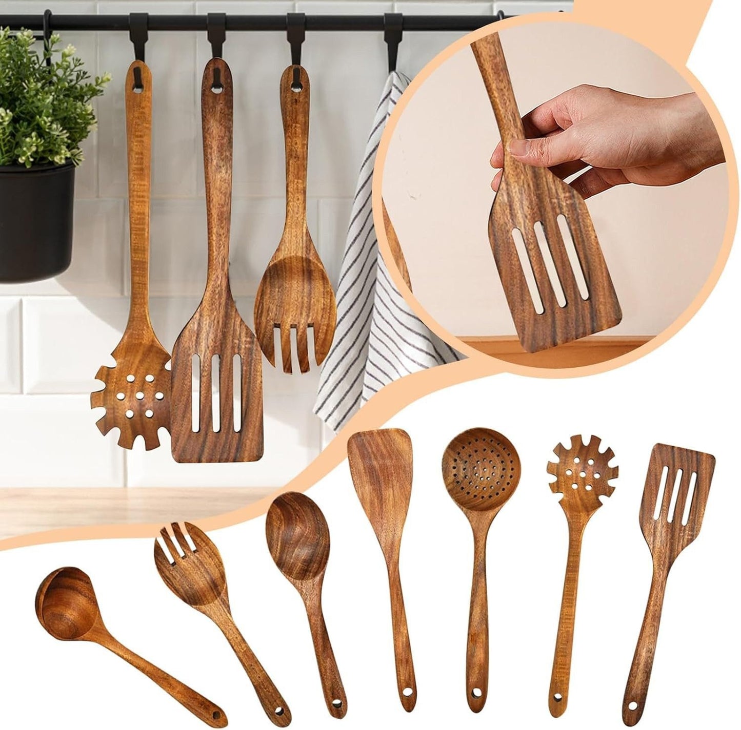 Kitchen Utensil Set - Wooden Utensils V1188-PA0919-3926-1