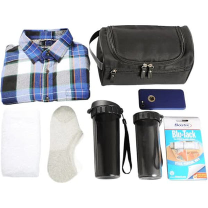 Men's Small Travel Toiletry Bag Black for Shaving Shower Hygiene Items V1188-PACJ-W-12932