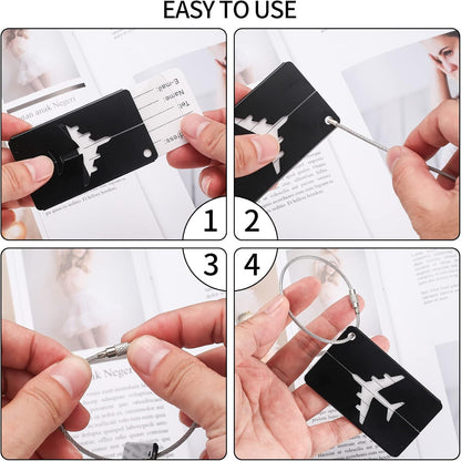Luggage Tags 2 Pcs Aluminum Metal Suitcase Labels with Name ID Address Card V1188-PAHH-12121