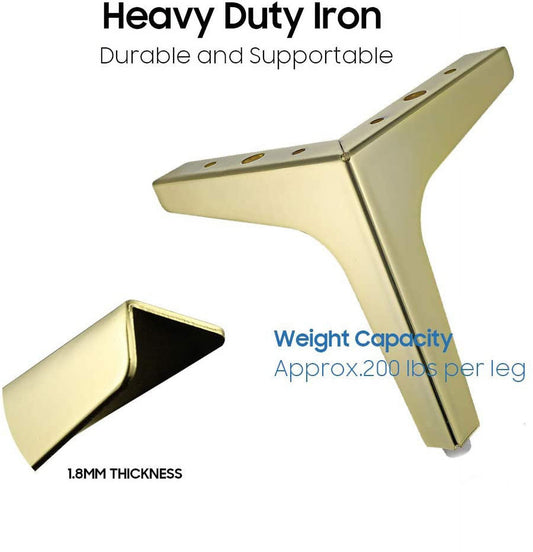 Metal Furniture Legs 4-Pack Black 10 cm Gold for Sofa Cabinet Couch Ottoman Table 90 kg Load Capacity V1188-PAHH-20713