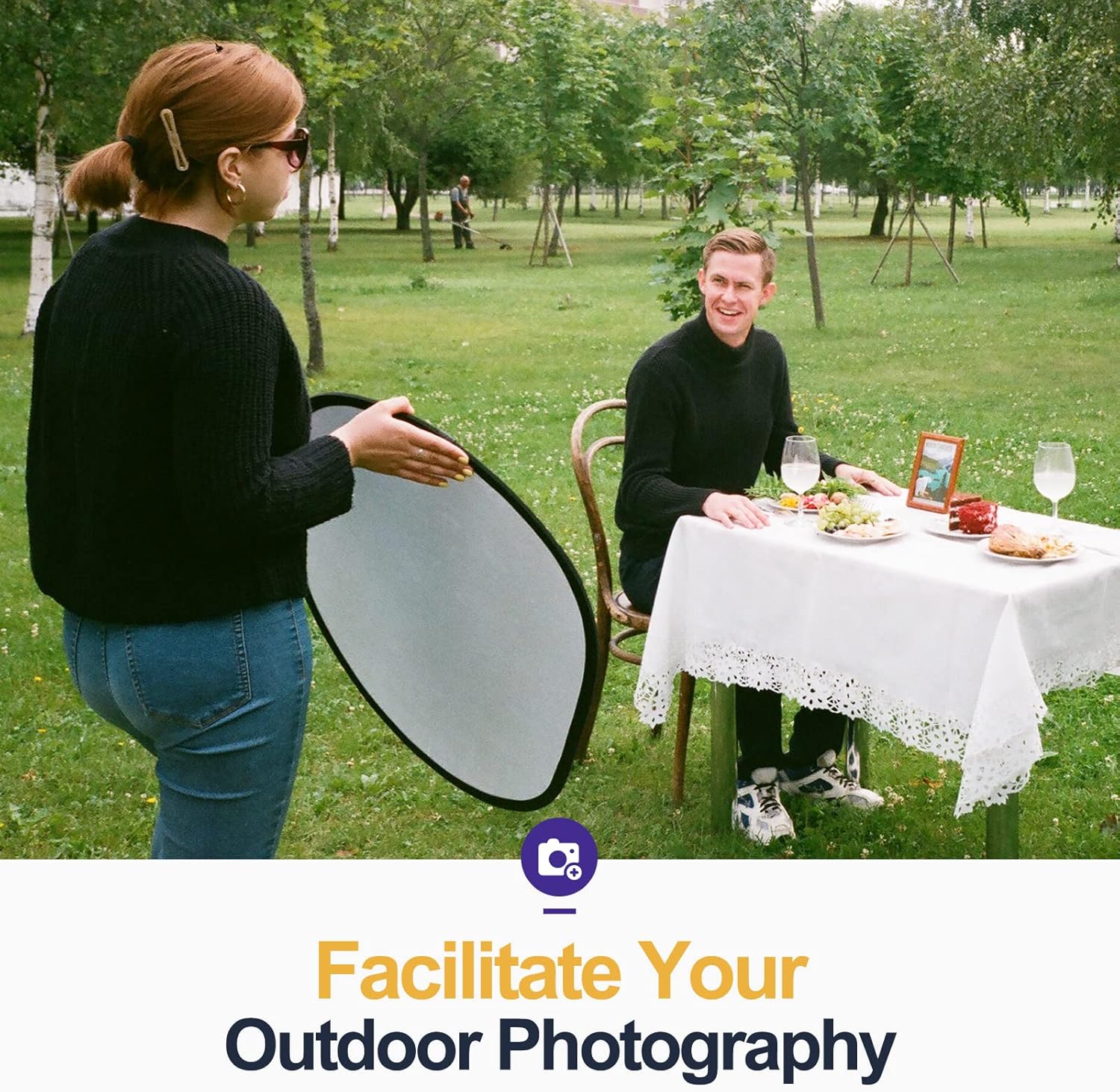 5-in-1 Foldable Light Reflector 60 x 90 cm Large Oval Portable Photo Reflector with Carrying Bag V1188-PAHH-24188