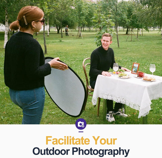 5-in-1 Foldable Light Reflector 60 x 90 cm Large Oval Portable Photo Reflector with Carrying Bag V1188-PAHH-24188