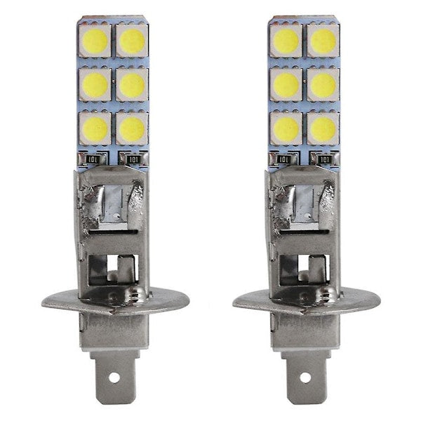 2 pcs H1 LED Headlight Bulbs Kit 6000K Super White 55W Fog Light with 12 SMD 5050 Chips V1188-PAHH-27316