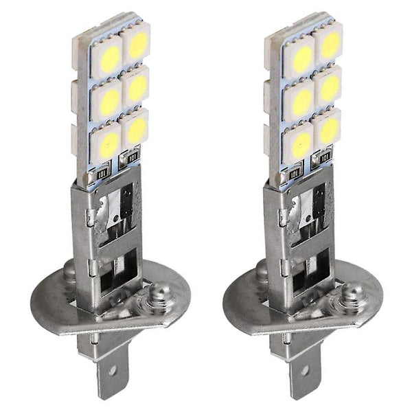 2 pcs H1 LED Headlight Bulbs Kit 6000K Super White 55W Fog Light with 12 SMD 5050 Chips V1188-PAHH-27316