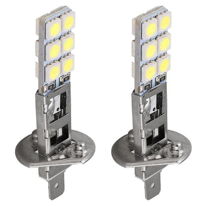 2 pcs H1 LED Headlight Bulbs Kit 6000K Super White 55W Fog Light with 12 SMD 5050 Chips V1188-PAHH-27316