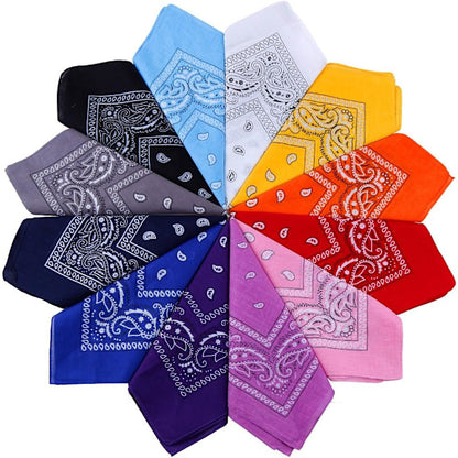 12 Pack Bandana Scarf 54x54cm Unisex Handkerchief 12 Colors V1188-PAHH-30786