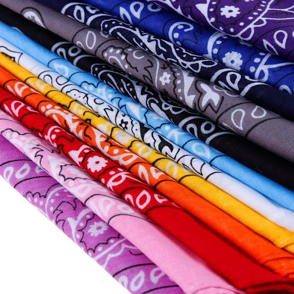12 Pack Bandana Scarf 54x54cm Unisex Handkerchief 12 Colors V1188-PAHH-30786