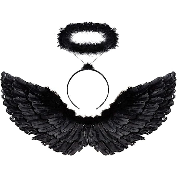 Halloween Devil Feather Wings for Kids Black Costume Accessories V1188-PAHH-3952