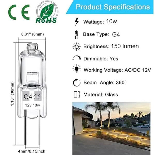 G4 Halogen Bulbs 20-Pack 10W 12V Warm White V1188-PAHH-8344