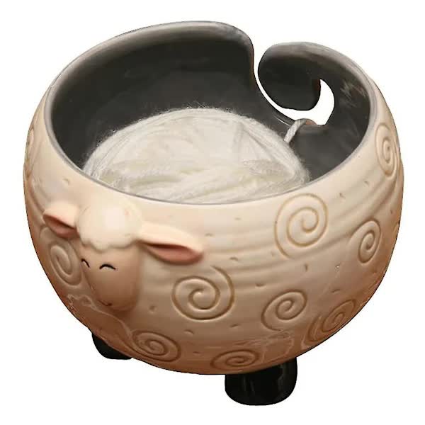 Ceramic Yarn Bowl for Knitting Holds Yarn Ball 15cm x 11cm V1188-PAHT-3588