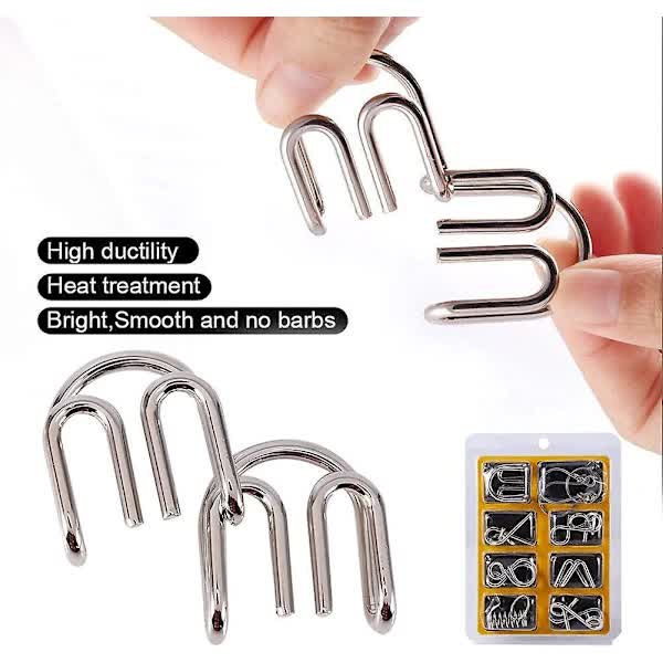8pcs Metal Brain Teaser Puzzle Rings IQ Training Game for Kids and Adults Board Games V1188-PAHT-9243