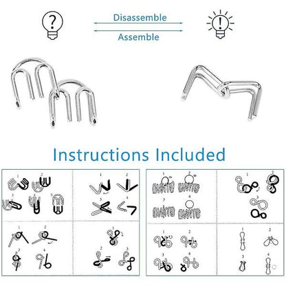 8pcs Metal Brain Teaser Puzzle Rings IQ Training Game for Kids and Adults Board Games V1188-PAHT-9243
