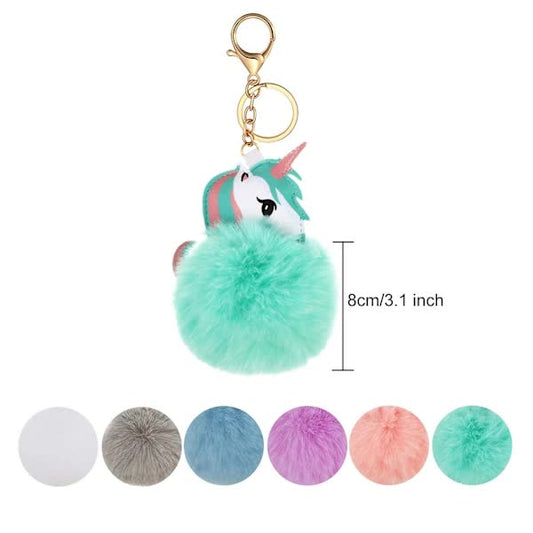 6-Pack Cute Animal Pom Pom Keychain, Faux Plush Fluffy Keychains For Girls V1188-PAPO-10723
