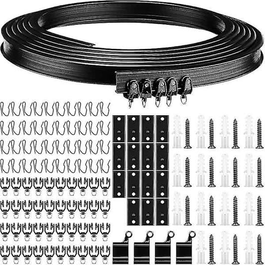Black Bendable Ceiling Curtain Track 5 Meter Flexible Compatible with Curtains V1188-PAPO-11615