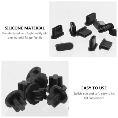 USB C Dust Cover 10 Pairs Small Phone Port Earphone Jack Compatible with Various Smartphones V1188-POWQQ-634-1