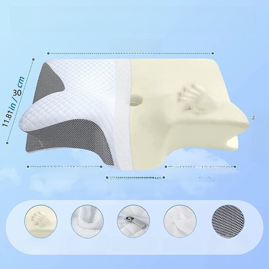 Viscoelastic Neck Pillow, Ergonomic Contour 2-in-1 Neck Pain Orthopedic Pillow, Contour Support Pillow, 1 V1188-QCF-30225-1