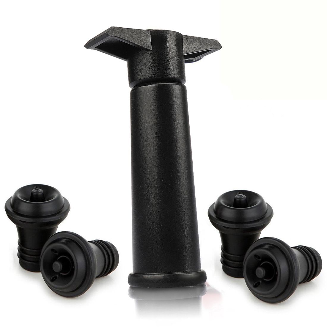 Vacu Vin Black Pump with Wine Saver Stoppers - Keeps Wine Fresh V1188-QQCC46-05502-1