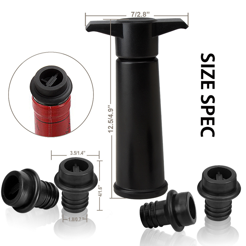Vacu Vin Black Pump with Wine Saver Stoppers - Keeps Wine Fresh V1188-QQCC46-05502-1