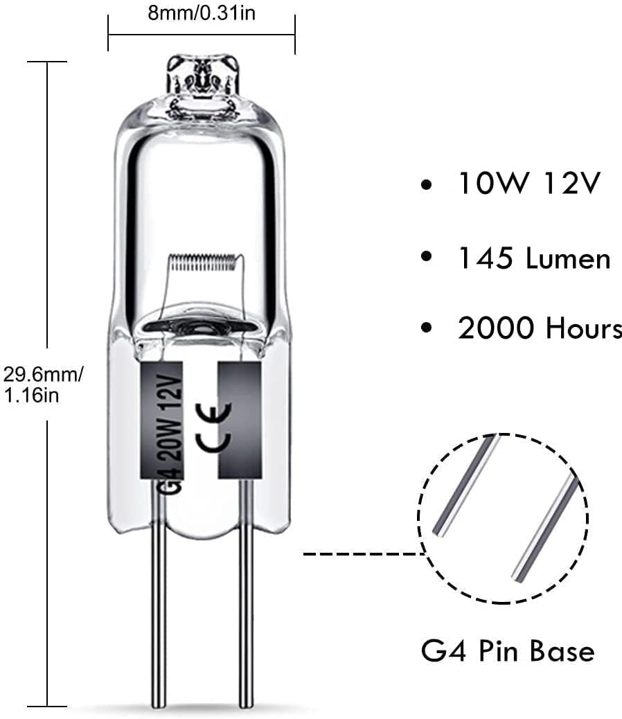 G4 halogen lamps 10W 12V - Warm white - 10-pack 10pcs 10pcs 10W V1188-QQCC46-06083-2