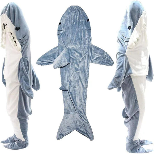 Shark-shaped sleeping bag blanket cartoon animal jumpsuit flannel men's and women's home clothes shark V1188-QQCC46-07093-1