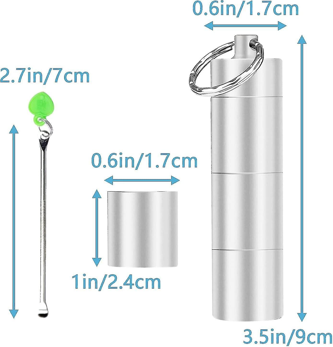2 Pieces Aluminum Pill Box Portable Pill Organizer 3 Compartments Metal Pill Case Pocket Gift V1188-RD-062879