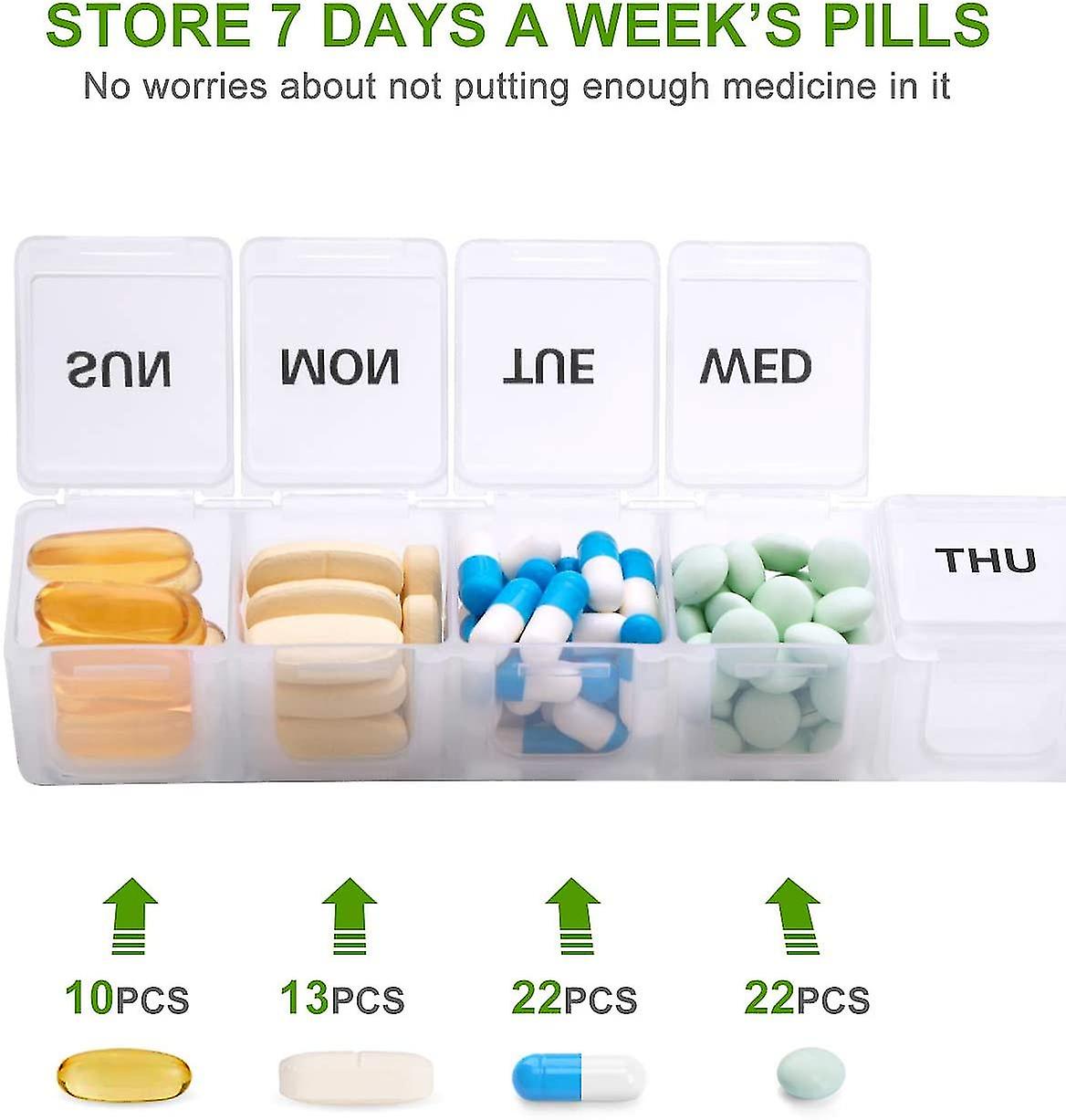 2 pcs Oversized Weekly Pill Organizer Box 2-pack, You Can Carry The Daily Pill Box Oversized Every Week V1188-RD-097698