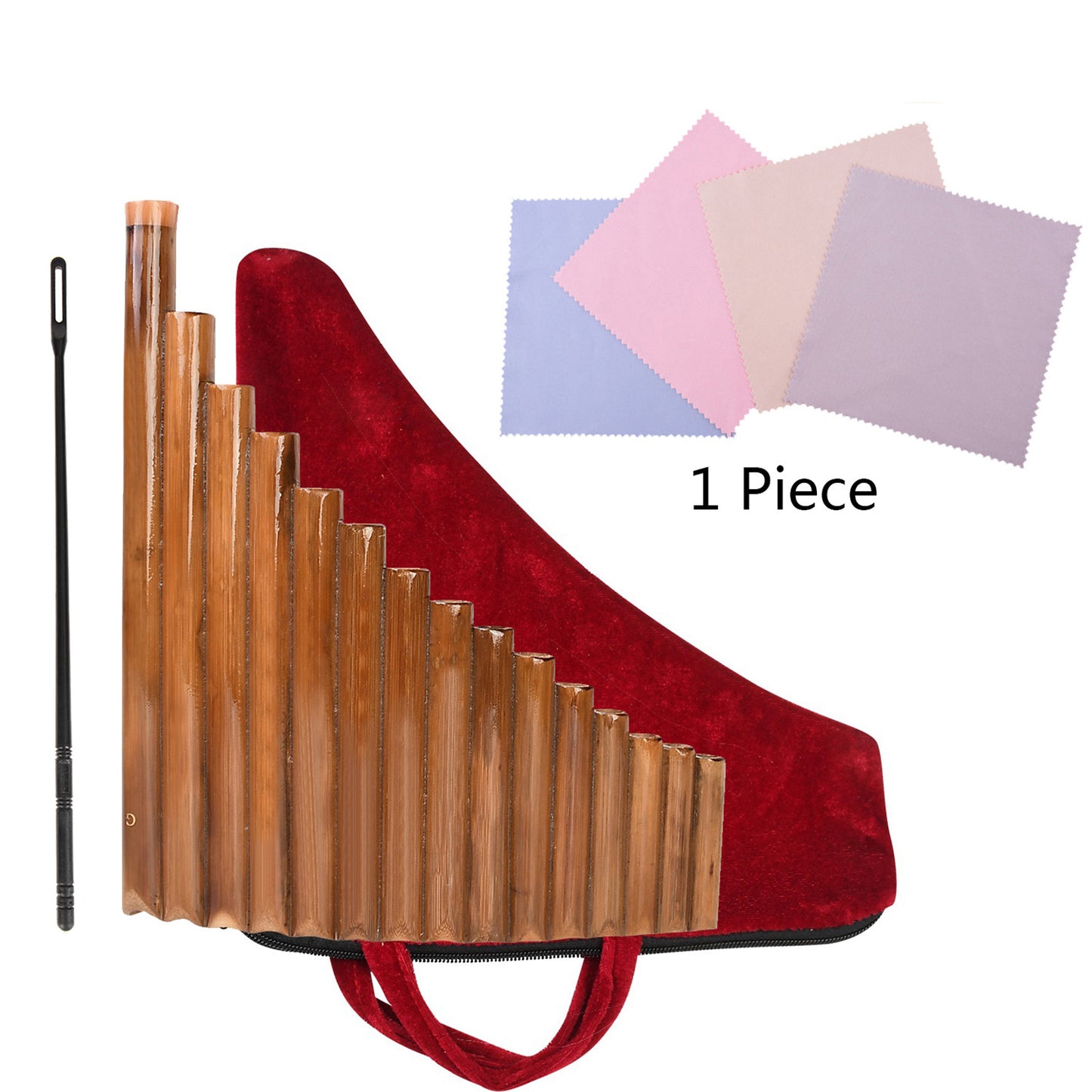 Handmade 15-Pipe Bamboo Pan Flute Natural Woodwind Instrument G-Tone V1188-RD-102588