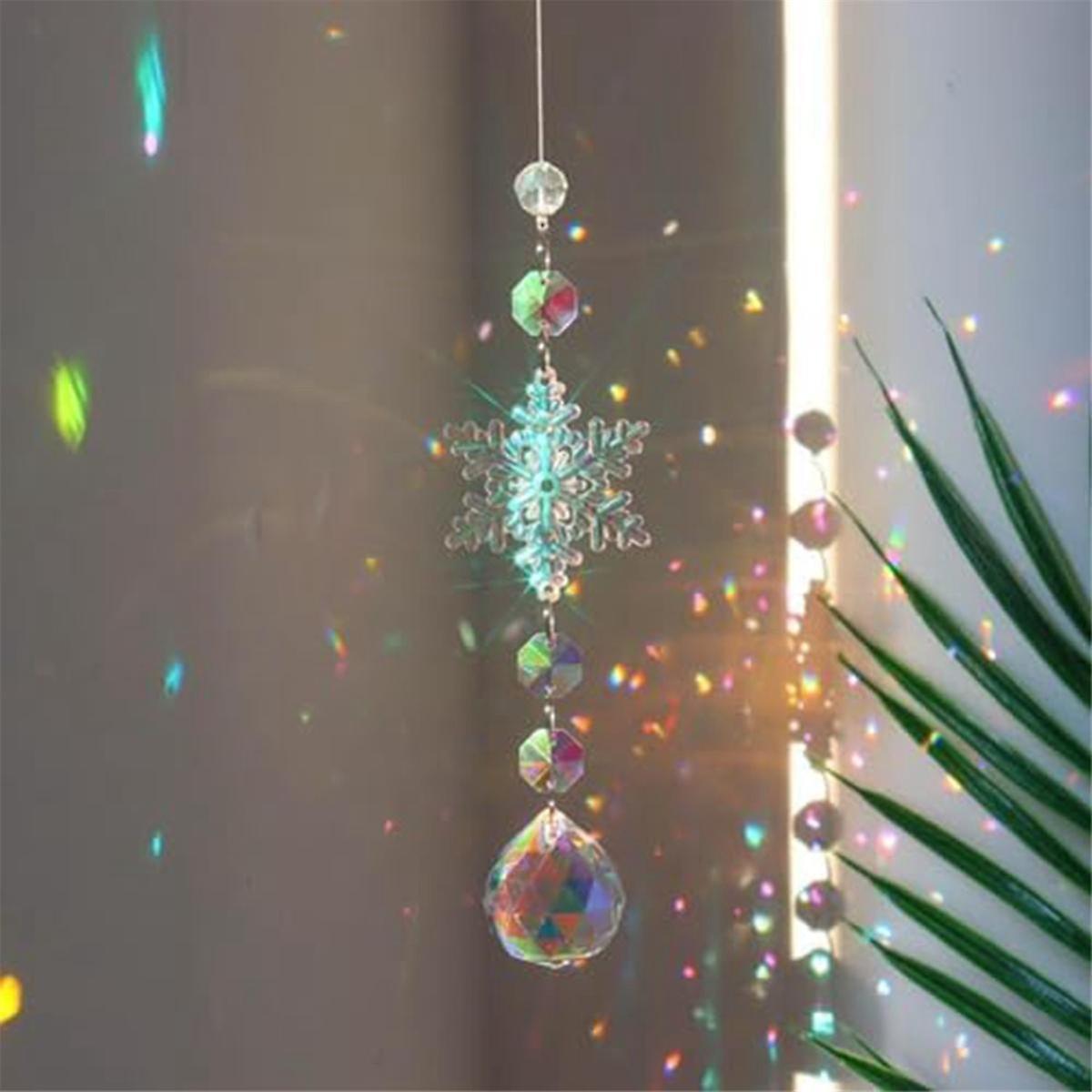 Crystal Sun Catcher Prism Ball Hanging Indoor Window Rainbow Snowflake Ornament V1188-RD-107479