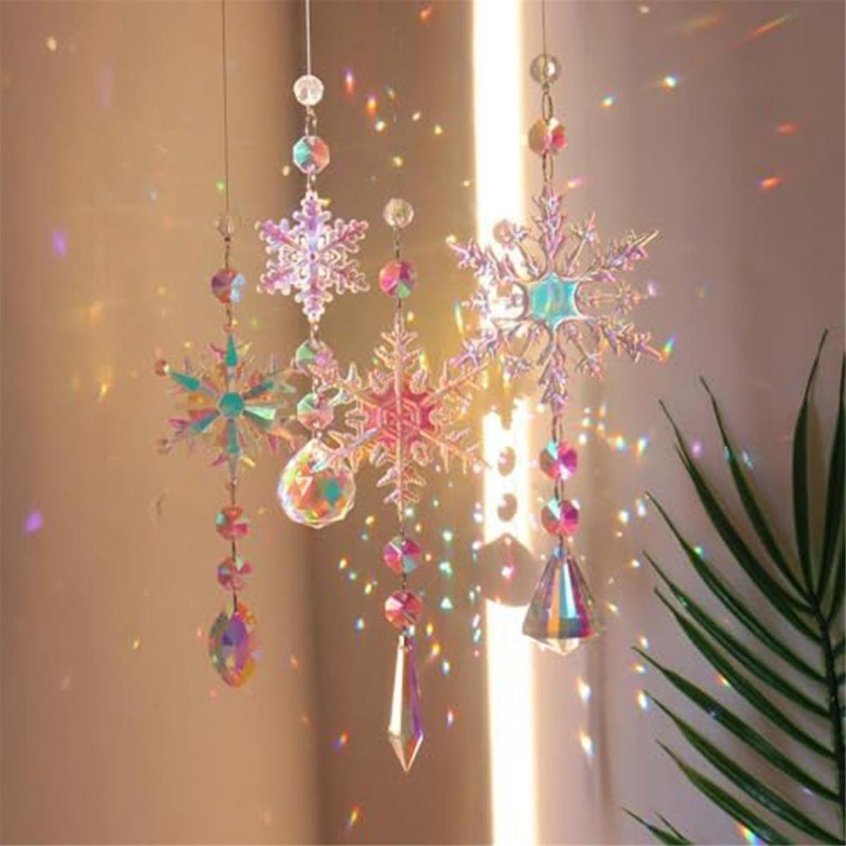 Crystal Sun Catcher Prism Ball Hanging Indoor Window Rainbow Snowflake Ornament V1188-RD-107479