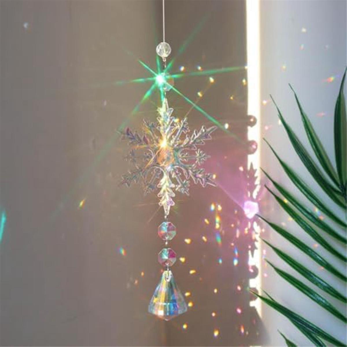 Crystal Sun Catcher Prism Ball Hanging Indoor Window Rainbow Snowflake Ornament V1188-RD-107479