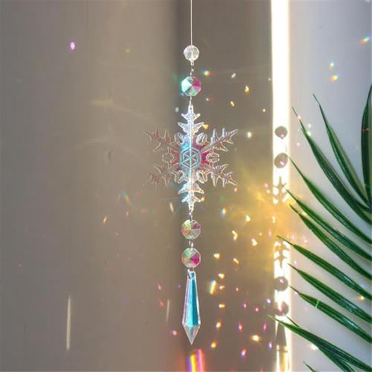 Crystal Sun Catcher Prism Ball Hanging Indoor Window Rainbow Snowflake Ornament V1188-RD-107479