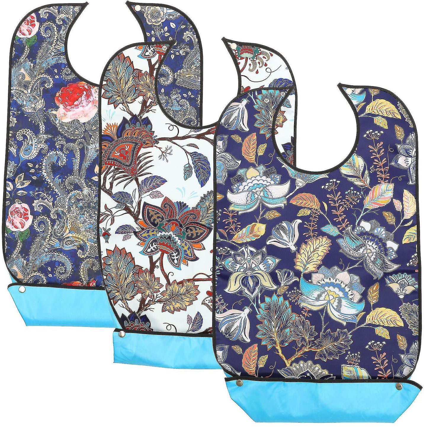 3 Pcs Adult Decorative Bibs with Adjustable Strap for Seniors Elderly V1188-RD-109933