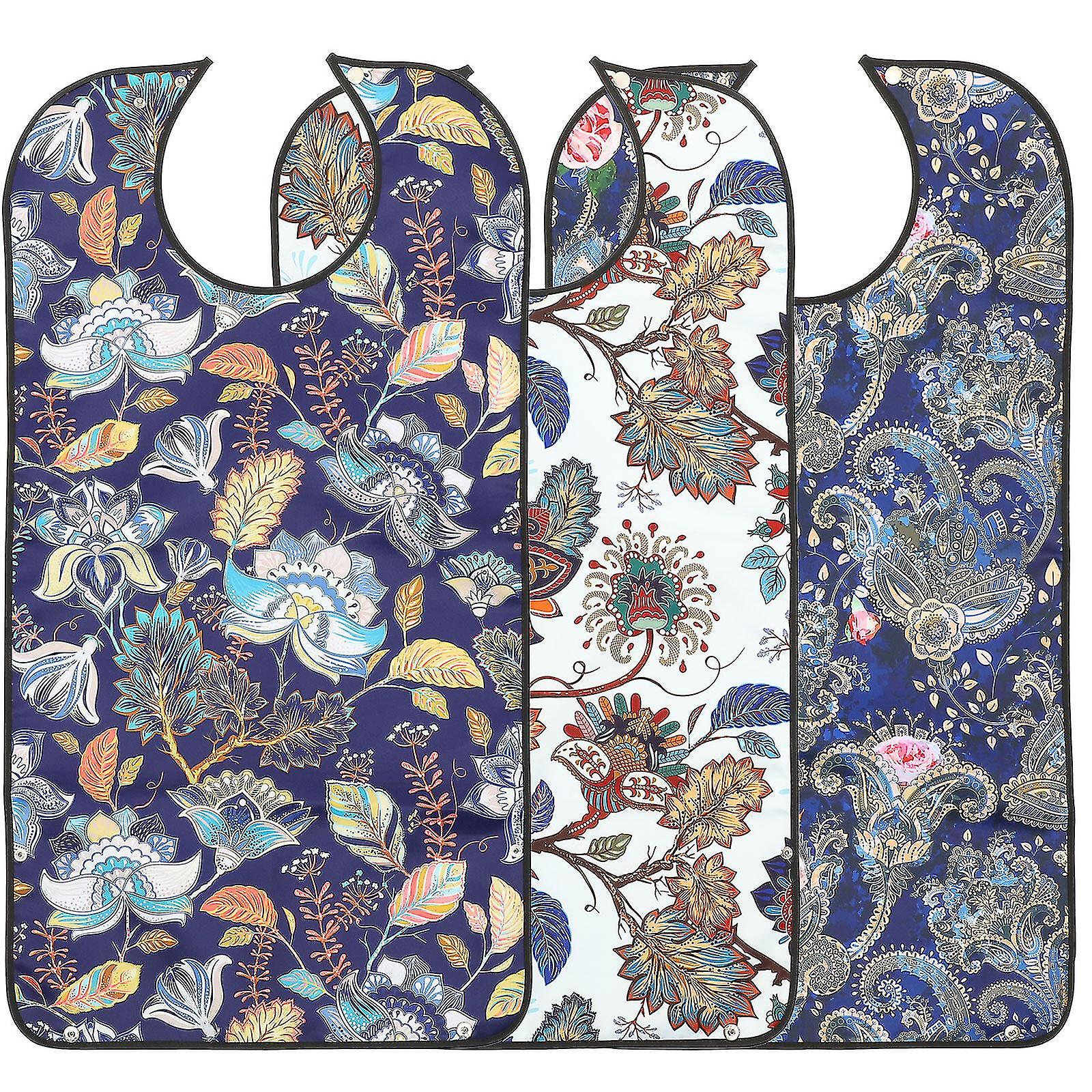 3 Pcs Adult Decorative Bibs with Adjustable Strap for Seniors Elderly V1188-RD-109933