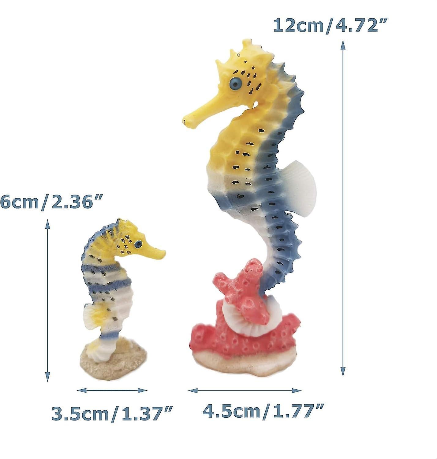 Seahorse Statue Ornament Compatible with Aquarium Decor Resin 2 Pieces V1188-RD-110243