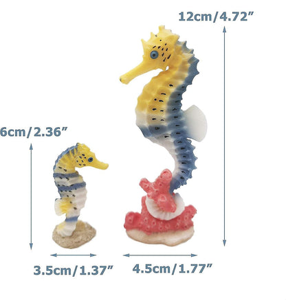 Seahorse Statue Ornament Compatible with Aquarium Decor Resin 2 Pieces V1188-RD-110243