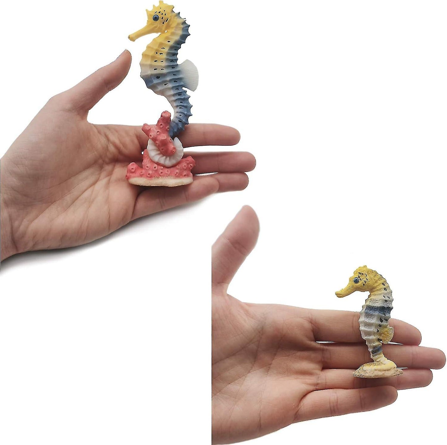 Seahorse Statue Ornament Compatible with Aquarium Decor Resin 2 Pieces V1188-RD-110243