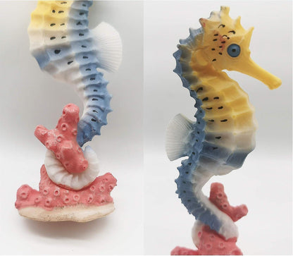 Seahorse Statue Ornament Compatible with Aquarium Decor Resin 2 Pieces V1188-RD-110243