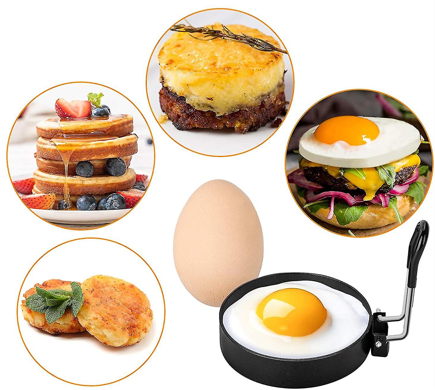 Stainless Steel Egg Ring Pancake Mold 4 Pieces Compatible with Fried Eggs Omelets V1188-RD-113934