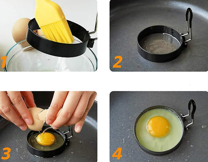 Stainless Steel Egg Ring Pancake Mold 4 Pieces Compatible with Fried Eggs Omelets V1188-RD-113934