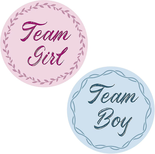 40 Pcs Gender Reveal Stickers Team Boy Team Girl Label Stickers Blue And Pink Round Stickers V1188-RD-117131