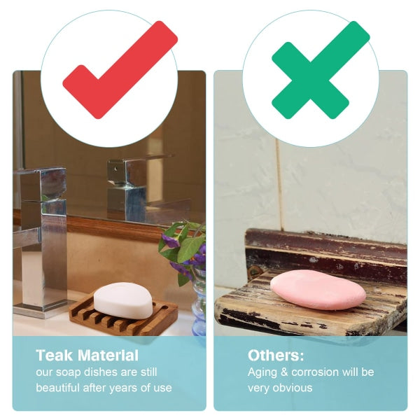 Teak Wood Soap Dish Holder 2pcs for Shower Bathroom Kitchen Compatible with Braun V1188-SAII108-00109-1
