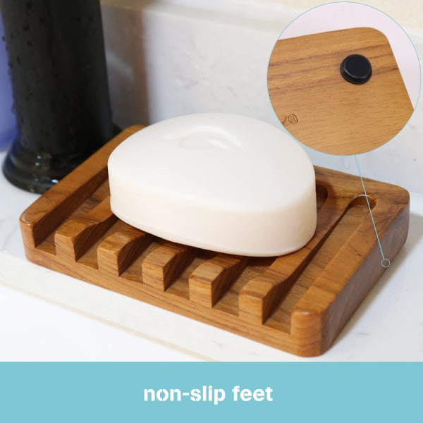 Teak Wood Soap Dish Holder 2pcs for Shower Bathroom Kitchen Compatible with Braun V1188-SAII108-00109-1
