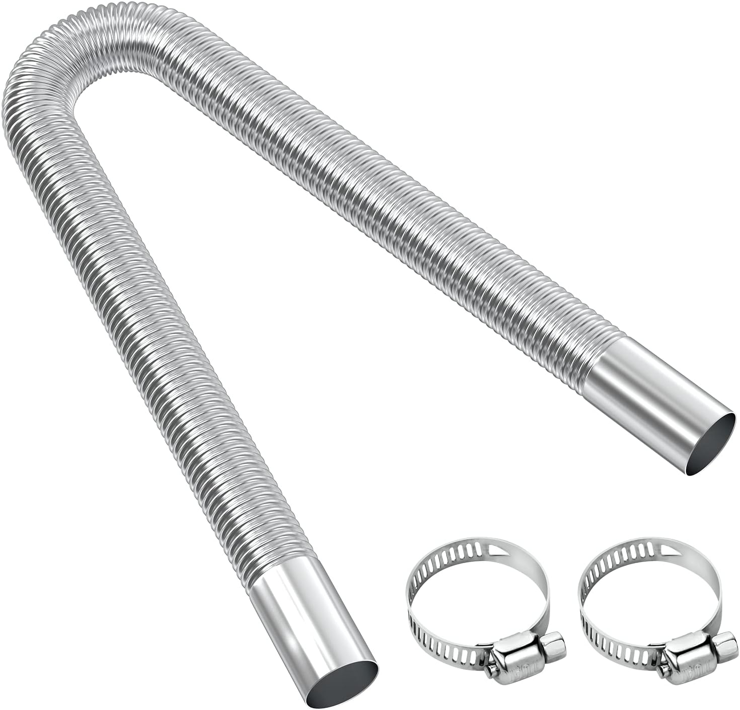 Exhaust Pipe for Parking Heater 60cm Stainless Steel with 2 Clamps Compatible with Diesel Heaters V1188-SAII108-00303-1