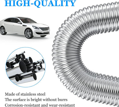 Exhaust Pipe for Parking Heater 60cm Stainless Steel with 2 Clamps Compatible with Diesel Heaters V1188-SAII108-00303-1