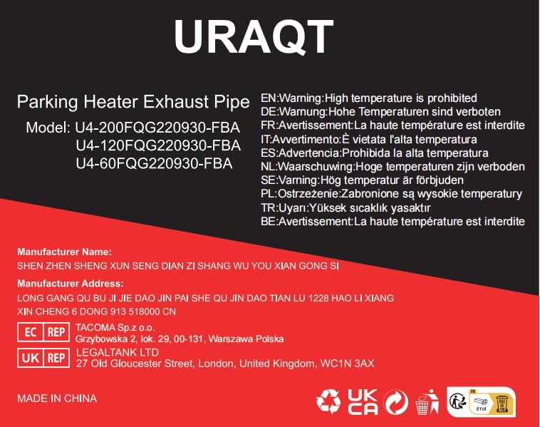 Exhaust Pipe for Parking Heater 60cm Stainless Steel with 2 Clamps Compatible with Diesel Heaters V1188-SAII108-00303-1